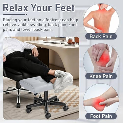 Footrest Under Desk Leg Rest Ottoman Adjustable Height Foot Stool (Grey) - color: Grey, size: 19.3''L x 15''W