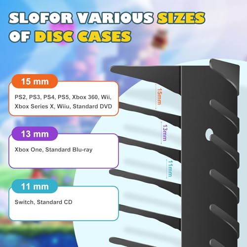 4 Pack Wall Mount DVD Storage Shelf for CD & Video Game Case, Holds 72 Disc - size: 4-Pack