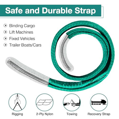 Lift Sling Straps, 2" x 8' Heavy Duty Flat Eye Lift Sling - color: Green, size: 2" x 8'