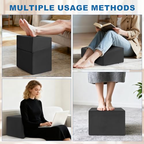 Adjustable Foot Rest Under Desk, Black - color: Black