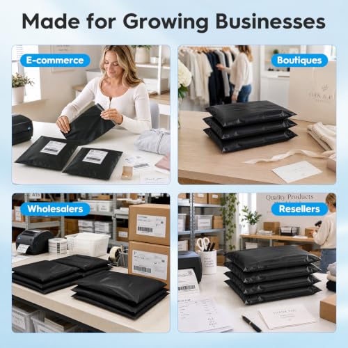 Fuxury Poly Mailers 10x13 Inch 50Pcs, Waterproof Shipping Bags for Clothing - color: Black, size: 10x13" 50pcs