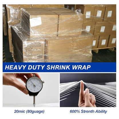 BOMEI PACK 2Pack Industrial Mini Clear Stretch Wrap Film, 5inch x 1100ft for Pallet Wrap with Plastic Handle, Heavy Duty Shrink Film for Packing, Moving, Packaging, 80 Gauge