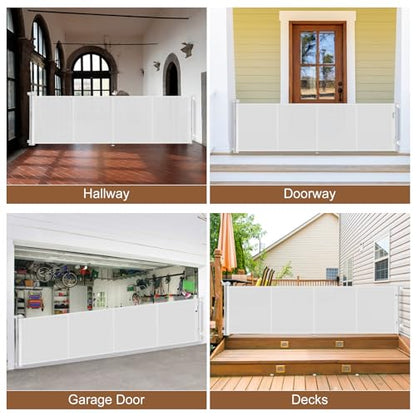 Miumoon 200 inch Reinforced Retractable Baby Gates 37 inch Tall - color: White, size: 37" Tall x 200" Wide