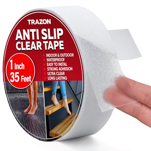 Grip Tape - Heavy Duty Anti Slip Tape Clear Outdoor/Indoor 1In*35Ft, Non Slip Roll/Stickers Easy to Cut Waterproof for Bathtub, Shower Floor, Pool, Stairs Safety Non Skid, Comfortable for Bare Foot - color: Clear, size: 1 Inch x 35 Feet