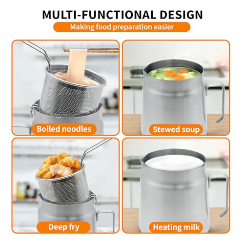 68oz Stainless Steel Oil Filter Pot with Deep Fryer Basket, Stovetop Fryer