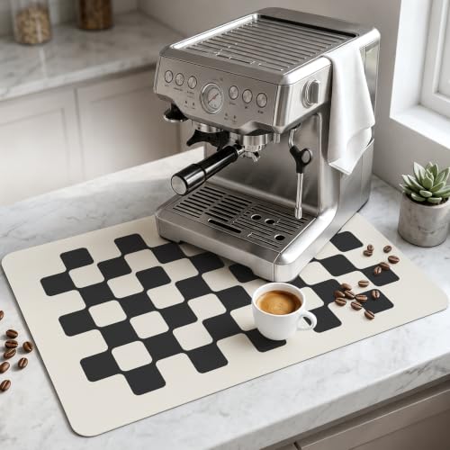 Mellon Checkered Expresso Mat in Different Colors,Kitchen Counter Mat - color: Black Checkered