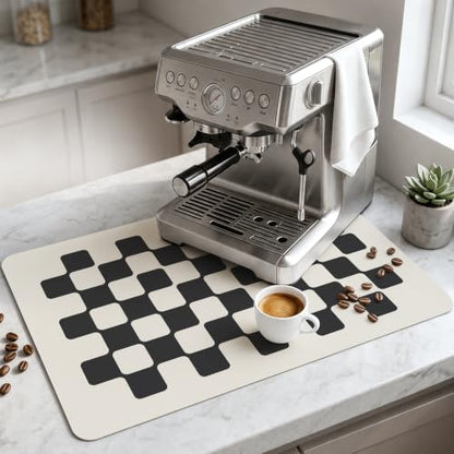 Mellon Checkered Expresso Mat in Different Colors,Kitchen Counter Mat - color: Black Checkered
