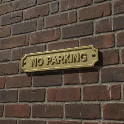 Solid Brass NO PARKING Door Sign Plaque 22x5 cm Wall Mounted Signage Plate for Home Office Garage Driveway Business Entryway Warning Notice Plate - color: NO PARKING