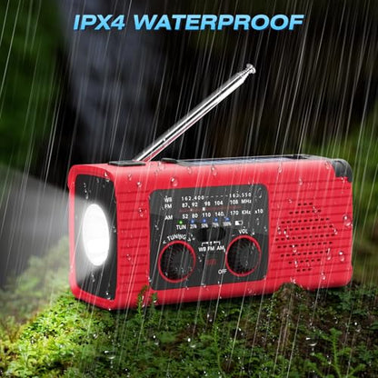 NITIGO Emergency Weather Radio, 4000mAh NOAA Weather Radio Solar Charging - color: Red, size: 4000mAh