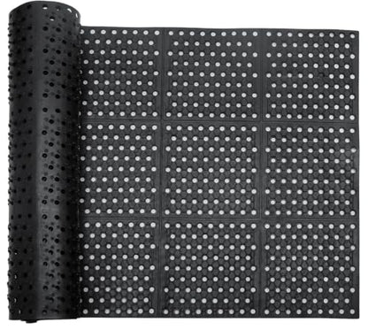 Commercial Anti-Fatigue Drainage Rubber Matting 82.6"x35.4"Heavy Duty Non-Slip Floor Mats for Home or Business Indoor Outdoor Use Workstation Mat