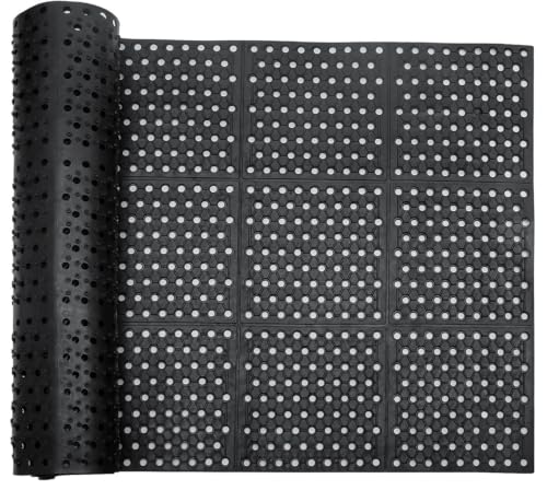 Commercial Anti-Fatigue Drainage Rubber Matting 82.6"x35.4"Heavy Duty Non-Slip Floor Mats for Home or Business Indoor Outdoor Use Workstation Mat