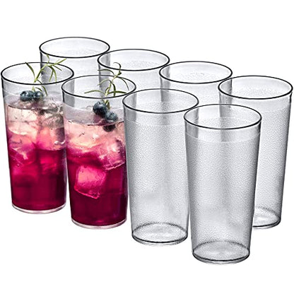 Amazing Abby - Cafely - 16-Ounce Plastic Tumblers (Set of 8), Plastic Drinking Glasses, Restaurant-Style Tumblers, Commercial-Grade Cups, Stackable, BPA-Free, Shatter-Proof, Dishwasher-Safe, Clear - style: All-Clear, 16 oz