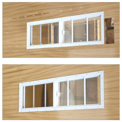 Yuzzy Shed Windows 2 Pack, 10"x29" Sliding Windows Transom Window with Tempered Glass and Removable Fiberglass Screen for Shed, Chicken Coop, Playhouse, Household, Garage, Barns (White) - color: White, size: 10"x29"