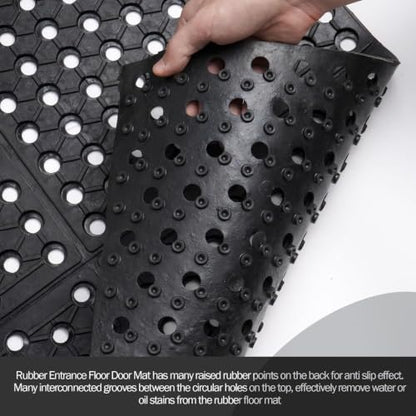 Commercial Anti-Fatigue Drainage Rubber Matting 82.6"x35.4"Heavy Duty Non-Slip Floor Mats for Home or Business Indoor Outdoor Use Workstation Mat