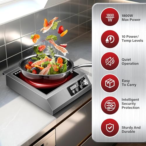 1800W Commercial Induction Cooktop with Knob and LCD