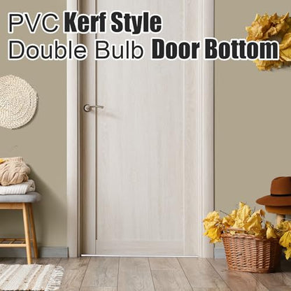 Pushglossy 2 Pcs Double Bubble Kerf 36" Door Bottom Seal, White - color: White, size: Double Bubble Kerf