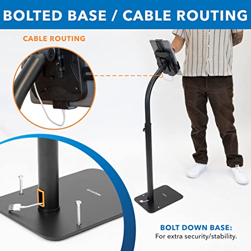 Mount-It! Anti-Theft Universal Tablet Floor Stand with Locking Clamp, Black