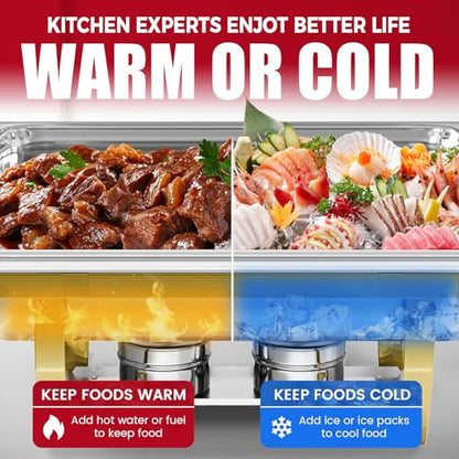 IMACONE Rectangular Chafing Dish Buffet Sets of 2, 8QT, Gold Frame - color: Gold Frame, size: 2-Pack