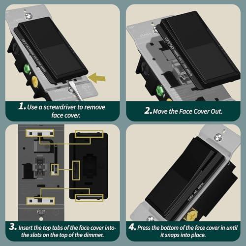 TOPGREENER 300W LED Dimmer Switch, Single Pole or 3-Way, Black, 2P - color: Black