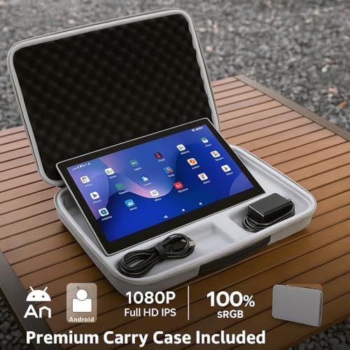 21.5" Android 15 Portable TV Tablet with Carry Bag, Rotating Foldable Stand, 6GB+128GB, with 99.9Wh Battery, 13MP Camera, Dual 5W Speakers, Smart Touch Screen for Travel, Camping & Home Entertainment
