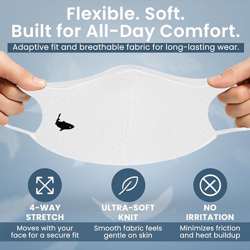 INHERENT Reusable Face Mask, Anti-Odor, Adjustable, Comfortable - style: White - Large