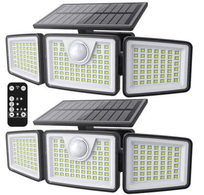 daphino 2500LM Solar Lights, Motion Sensor Outdoor Lights, 3-Head, 2 Pack - size: 3Head-Remote-2 Pcs