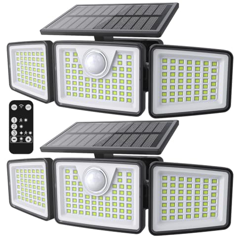 daphino 2500LM Solar Lights, Motion Sensor Outdoor Lights, 3-Head, 2 Pack - size: 3Head-Remote-2 Pcs