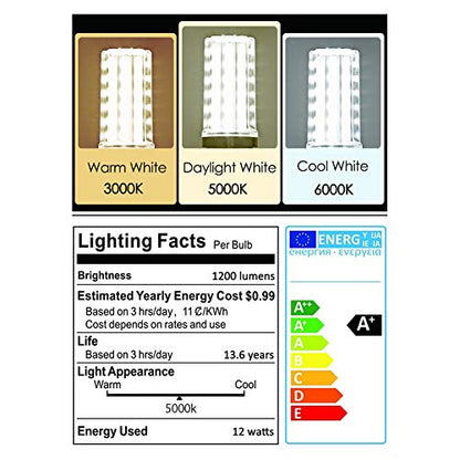 E12 LED Bulbs 12W Candelabra led Light Bulb,100 Watt Equivalent 1200lm Daylight White 5000K E12 Base LED Chandelier Light Bulbs Non-Dimmable LED Corn Bulbs, Pack of 6 - color: E12-12w-5000k-6pcs