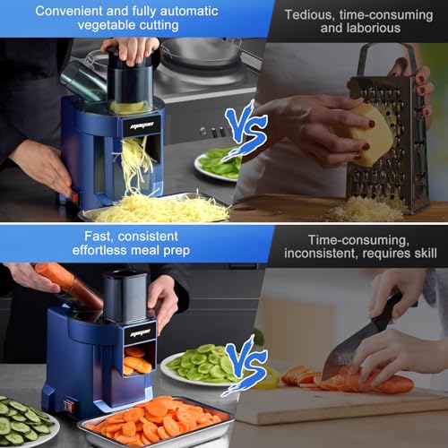 MOGAN 5-In-1 Electric Vegetable Cutter, Commercial Vegetable Dicer Slicer - color: Blue-B