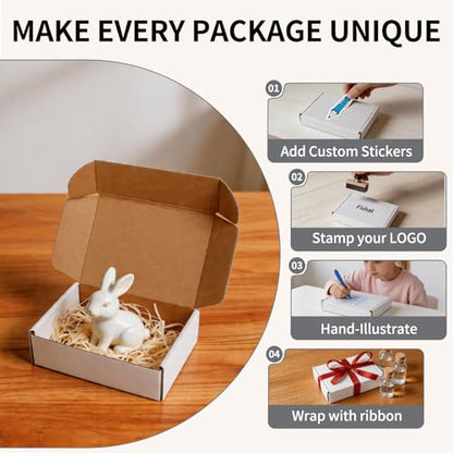 Fishat 7" x 5" x 2" White Corrugated Cardboard Shipping Boxes Set of 25 - size: 7" x 5" x 2"