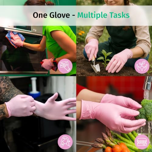 SF ColorTouch Pink Nitrile Gloves 4 Mil – 100 Latex Free Powder Free Gloves for Nail Techs & Salon Use - size: Medium