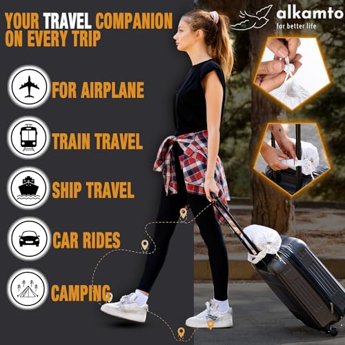 alkamto Travel & Camping Comfortable Memory Foam Pillow – Easy to Carry Portable Bag – Temperature Regulating Pillow Case - size: 13.7 x 11.8 x 3.9 / 3.14 In - Pink + Extra Cover