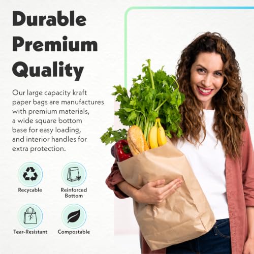 DURO 57# Heavy Duty Brown Grocery Bags, No Handles, 12x7x17 In, 500 Ct - size: 1 Count (Pack of 500)