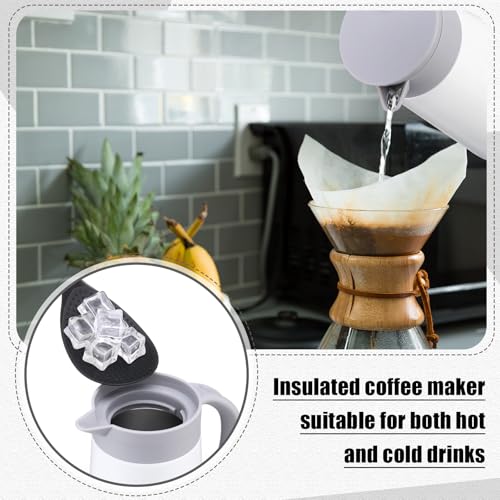 Ziliny 2 Pcs 27oz Thermal Coffee Carafe Stainless Steel Coffee Pot for Keeping Hot/cold Insulated Double Walled Vacuum Tea Pot with Press Button Drink Beverage Dispenser for Milk Tea(White) - color: White