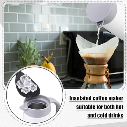 Ziliny 2 Pcs 27oz Thermal Coffee Carafe Stainless Steel Coffee Pot for Keeping Hot/cold Insulated Double Walled Vacuum Tea Pot with Press Button Drink Beverage Dispenser for Milk Tea(White) - color: White