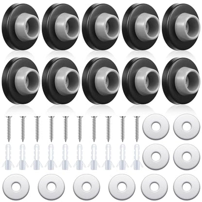 Pangda 10 Pieces Wall Door Stop Bumper Stainless Steel Wall Stops, Black - color: Black