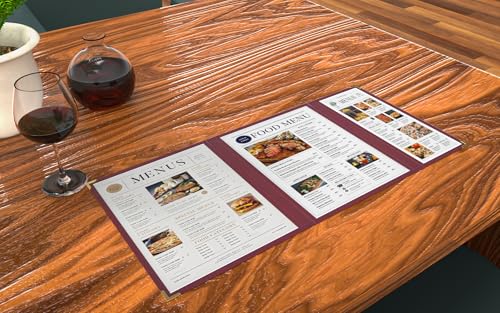 10 Pcs Burgundy Menu Cover 8.5x14 & 4.25x14, Asymmetric Trifold - color: burgundy, size: Trifold/2.5 Pages - 8.5" x 14"