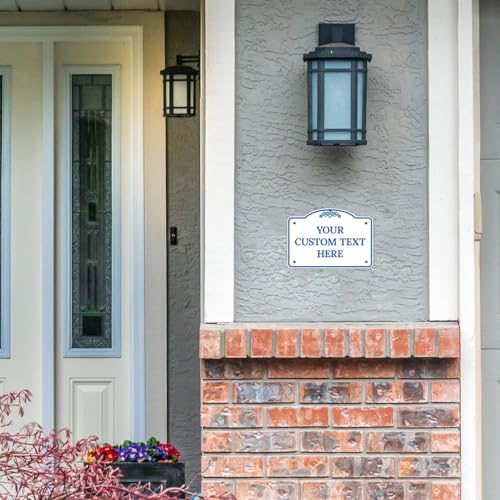 Custom Decorative Sign, Personalized Metal Sign for Business, Driveway, Home, Airbnb, Office Door Plaque, Blue Light Sign, 7x10 Inches, ACM, Fade Resistant, Made in USA by Sigo Signs - color: White Background, size: 10x7