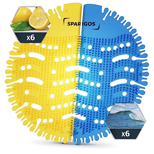 Spargos Urinal Screen Deodorizer, 12 Pack, Ocean and Lemon - color: Blue & Yellow