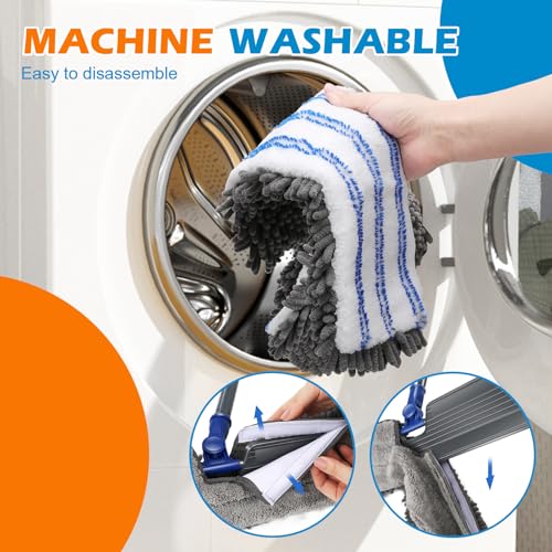 Masthome Flip Microfiber Mop, Wet Dry Dust Mop with Adjustable Handle - color: Blue Flip