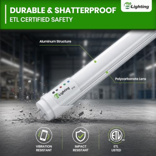 E2 Lighting 4ft T8 LED Bulbs, 18W LED Fluorescent Tube Replacement - color: 5000k, size: 4 Feet
