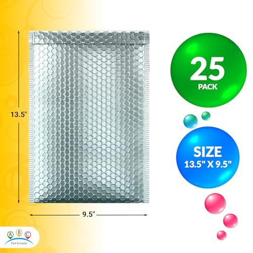 ABC PACK & SUPPLY Metallic Bubble Mailers, Ice Blue 9.5 x 13.5 Inch Self Seal Padded Envelopes, Pack of 25 Bubble Packaging Envelopes for Shipping and Mailing - color: Ice Blue, size: 9.5" x 13.5" / 25 Pack