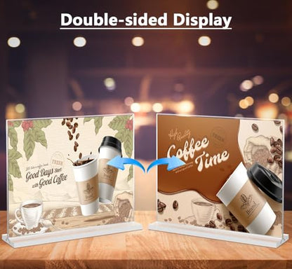 MaxGear Acrylic Sign Holder Horizontal Double Sided Display Stand 12 Pack - size: 12 Pack 11x8.5