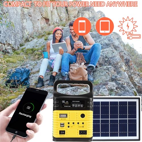 Portable Solar Generator with Panel,10000mAh Power Station for Camping - color: Yellow