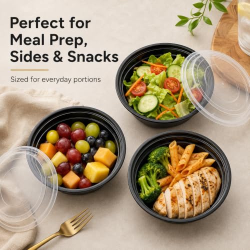 Glotoch Reusable Round Meal Prep Containers Bowls with Lids, 16 oz, 50 Pack - color: 16OZ-50Pack