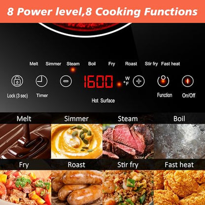 2 Burner Electric Cooktop 110V, 2000W, 24" Countertop & Built-in - size: 24 Inch 2 Burner Black