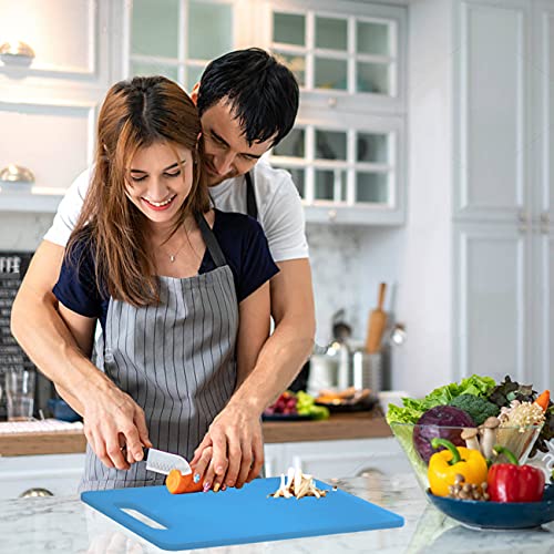 Fotouzy Plastic Utility Cutting Board with Handles, Food Safe PP Material, BPA Free, Dishwasher Safe, Thick Chopping Board, Large Size, Easy Grip Handle, for Kitchen (Blue) - color: Blue