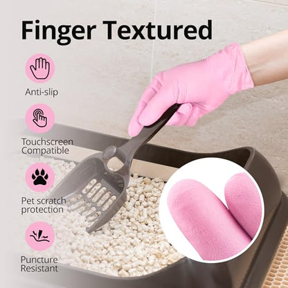 SwiftGrip Pink Nitrile Gloves, 3-mil, Industrial Gloves Disposable Latex Free, for Cleaning & Esthetician, Rubber Powder-Free, 100-ct Box (Large) - size: Large