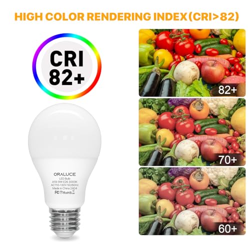 ORALUCE E26 LED Light Bulb 60 Watt, A19 9W 3000K Warm White, 12 Pack - color: Warmwhite, size: 12 Count (Pack of 1)