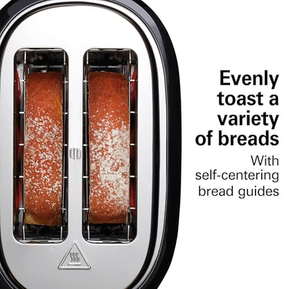 Hamilton Beach Extra-Wide Slot 2 Slice Toaster With Bagel & Defrost Buttons - color: Black & Stainless Steel